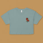 Load image into Gallery viewer, Year of the Dragon Embroidered Crop T-Shirt - Ni De Mama Chinese - Inspired Clothing | Teal , XS
