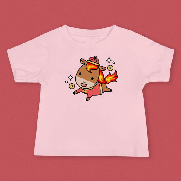 Year of the Fire Horse Baby T-Shirt - Ni De Mama Chinese - Inspired Clothing | Pink , 6 - 12m