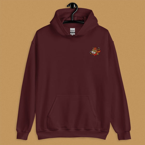 Year of the Fire Horse Embroidered Hoodie - Ni De Mama Chinese - Inspired Clothing | Maroon , S