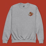 Load image into Gallery viewer, Year of the Fire Horse Embroidered Kids Sweatshirt - Ni De Mama Chinese - Inspired Clothing | Heather Grey , XS
