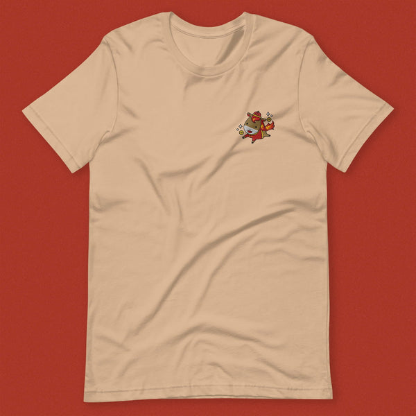 Year of the Fire Horse Embroidered T-Shirt - Ni De Mama Chinese - Inspired Clothing | Tan , XS