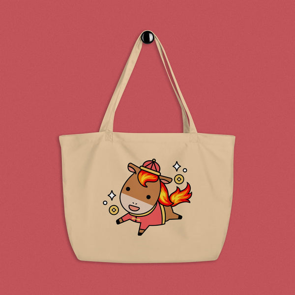 Year of the Fire Horse Large Tote - Ni De Mama Chinese - Inspired Clothing | Canvas ,