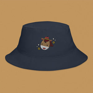 Year of the Horse Embroidered Bucket Hat - Ni De Mama Chinese - Inspired Clothing | Navy Blue ,