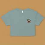 Load image into Gallery viewer, Year of the Monkey Embroidered Crop T-Shirt - Ni De Mama Chinese - Inspired Clothing | Teal , XS
