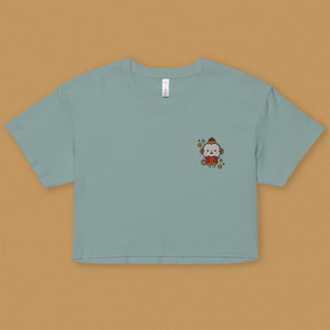 Year of the Monkey Embroidered Crop T-Shirt - Ni De Mama Chinese - Inspired Clothing | Teal , XS