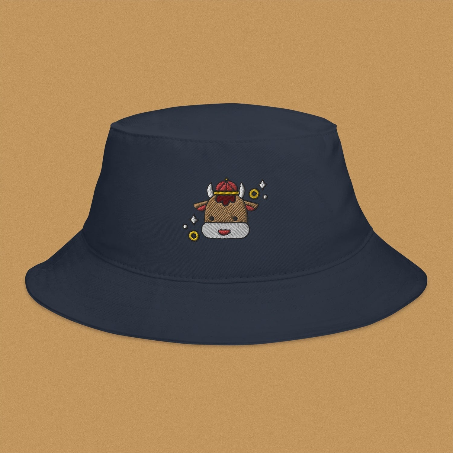 Year of the Ox Embroidered Bucket Hat - Ni De Mama Chinese - Inspired Clothing | Navy Blue ,