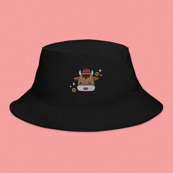 Year of the Ox Embroidered Bucket Hat - Ni De Mama Chinese - Inspired Clothing | Black ,