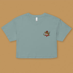 Year of the Ox Embroidered Crop T-Shirt - Ni De Mama Chinese - Inspired Clothing | Teal , XS