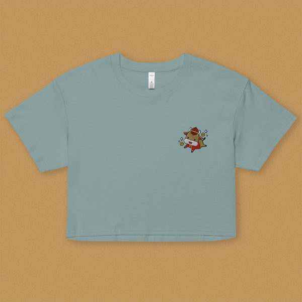 Year of the Ox Embroidered Crop T-Shirt - Ni De Mama Chinese - Inspired Clothing | Teal , XS
