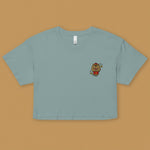 Load image into Gallery viewer, Year of the Pig Embroidered Crop T-Shirt - Ni De Mama Chinese - Inspired Clothing | Teal , XS
