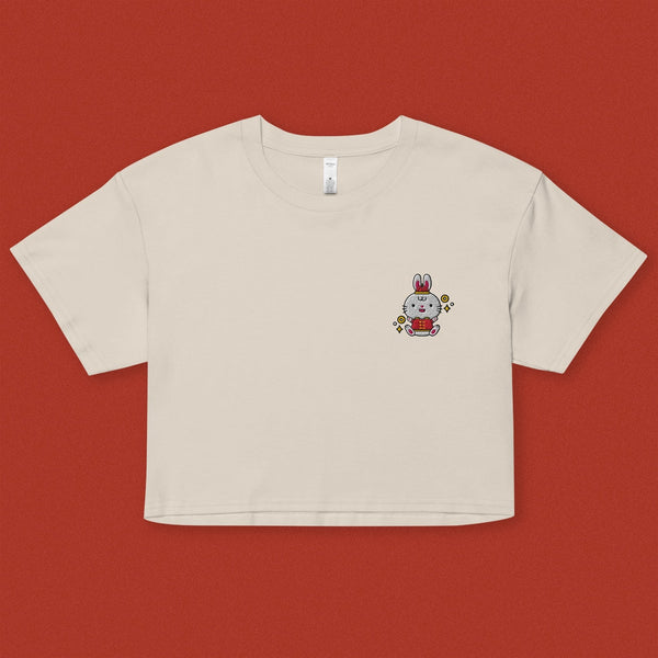 Year of the Rabbit Crop T-Shirt - Ni De Mama Chinese - Inspired Clothing | Cream , XS