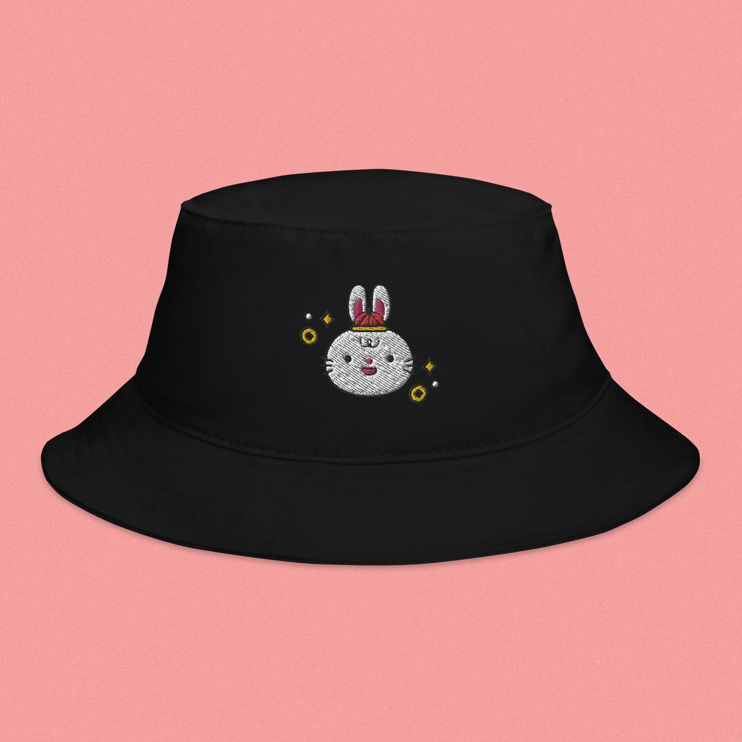 Year of the Rabbit Embroidered Bucket Hat - Ni De Mama Chinese - Inspired Clothing | Black ,