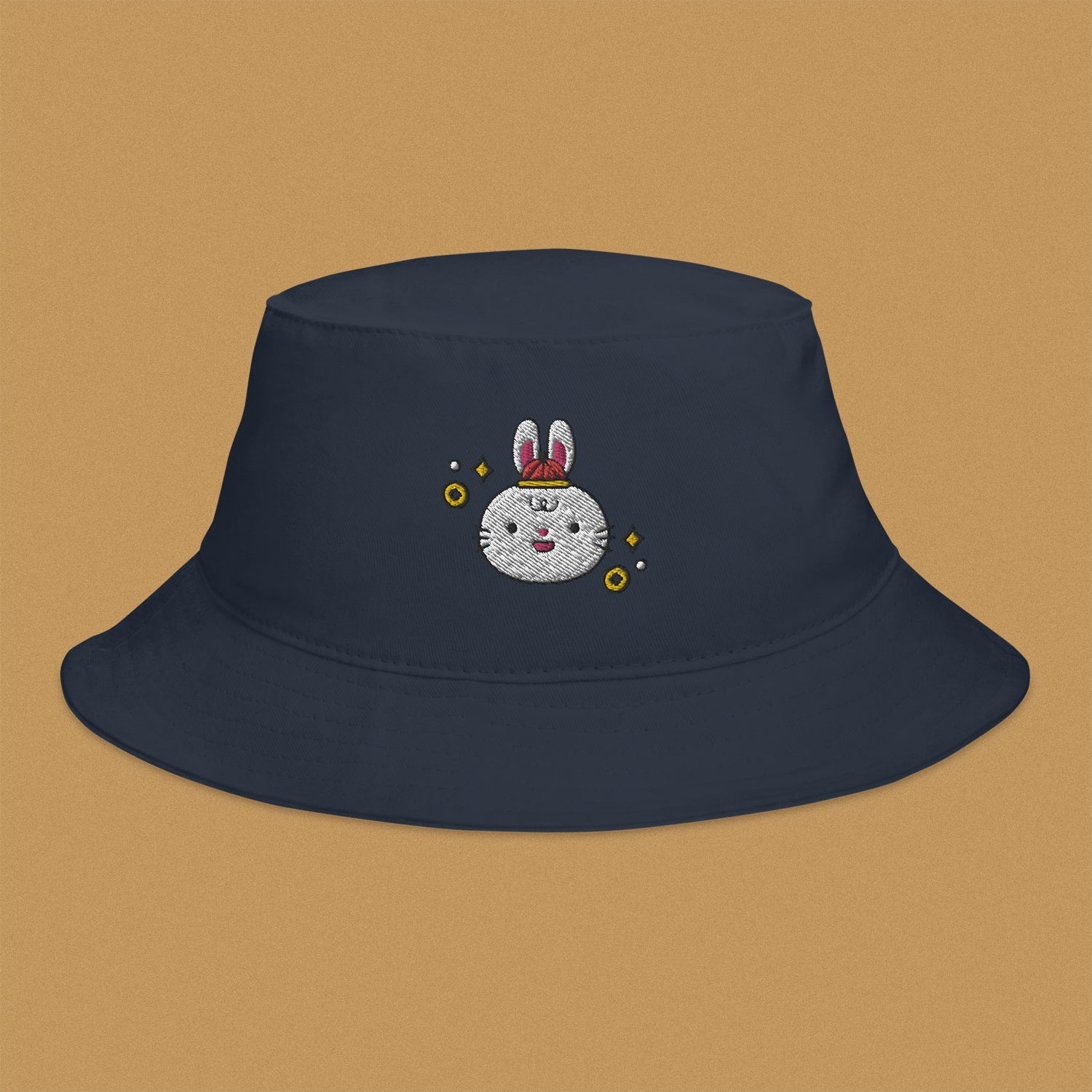 Year of the Rabbit Embroidered Bucket Hat - Ni De Mama Chinese - Inspired Clothing | Navy Blue ,