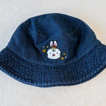 Load image into Gallery viewer, Year of the Rabbit Embroidered Denim Bucket Hat / Sample (Final Sale) - Ni De Mama Chinese - Inspired Clothing | Denim Blue ,
