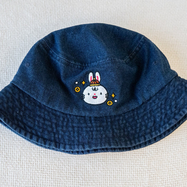 Year of the Rabbit Embroidered Denim Bucket Hat / Sample (Final Sale) - Ni De Mama Chinese - Inspired Clothing | Denim Blue ,