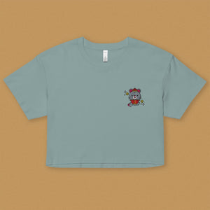 Year of the Rat Embroidered Crop T-Shirt - Ni De Mama Chinese - Inspired Clothing | Teal , XS