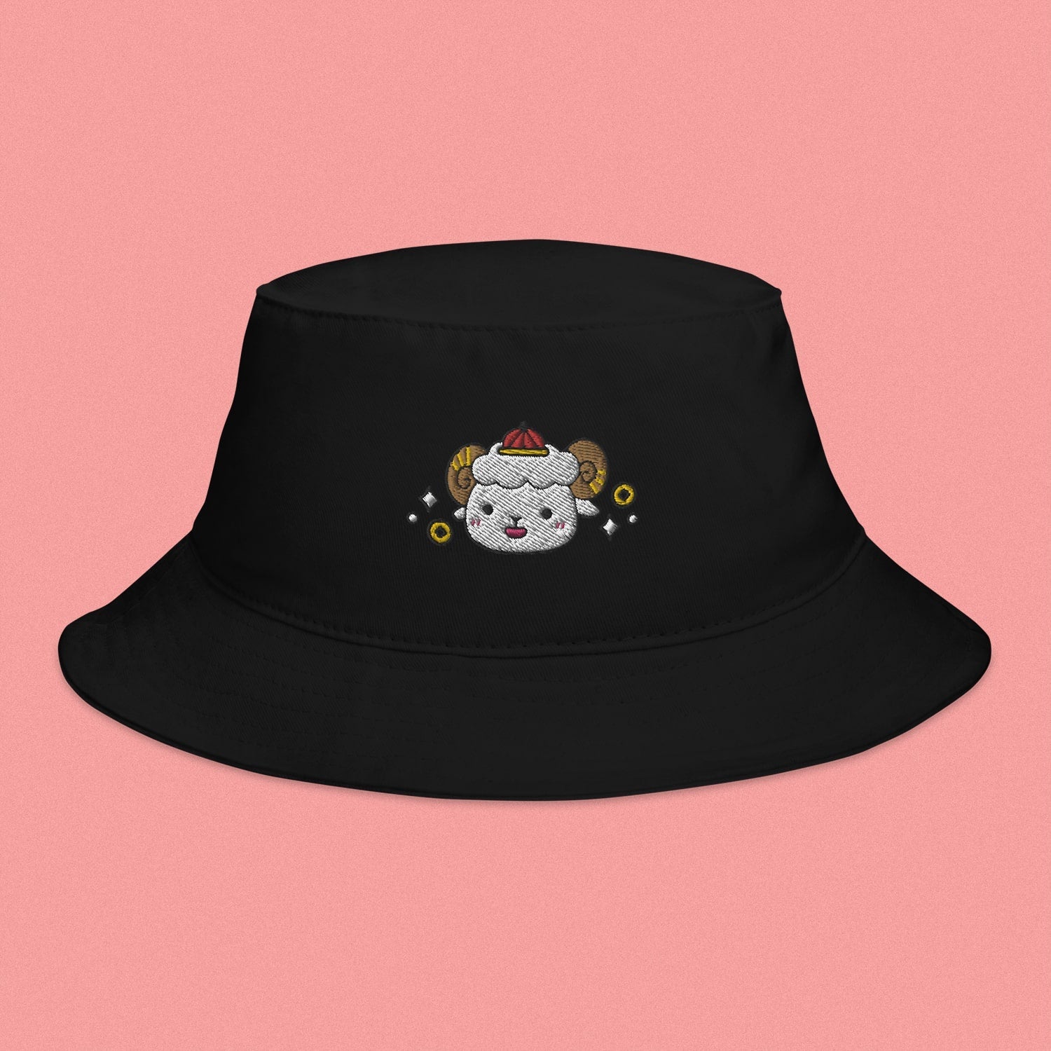 Year of the Sheep Embroidered Bucket Hat - Ni De Mama Chinese - Inspired Clothing | Black ,