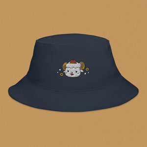 Year of the Sheep Embroidered Bucket Hat - Ni De Mama Chinese - Inspired Clothing | Navy Blue ,