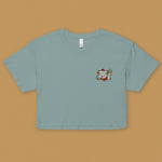 Load image into Gallery viewer, Year of the Sheep Embroidered Crop T-Shirt - Ni De Mama Chinese - Inspired Clothing | Teal , XS
