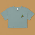 Load image into Gallery viewer, Year of the Snake Embroidered Crop T-Shirt - Ni De Mama Chinese - Inspired Clothing | Teal , XS
