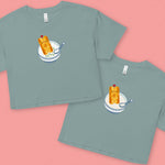 Load image into Gallery viewer, Youtiao (Fried Dough) Crop T-Shirt - Ni De Mama Chinese - Inspired Clothing | Congee , Teal
