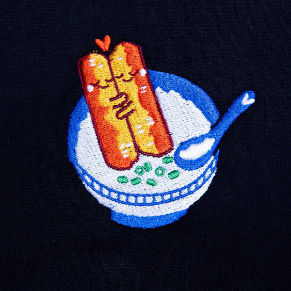 Youtiao (Fried Dough) Embroidered Sweatshirt / Sample (Final Sale) - Ni De Mama Chinese - Inspired Clothing | Congee , Baby Blue