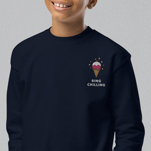 Bing Chilling Embroidered Kids Sweatshirt - Ni De Mama Chinese Clothing