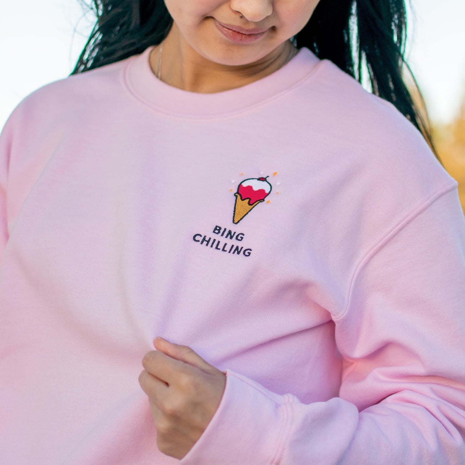 Bing Chilling Embroidered Sweatshirt - Ni De Mama Chinese Clothing