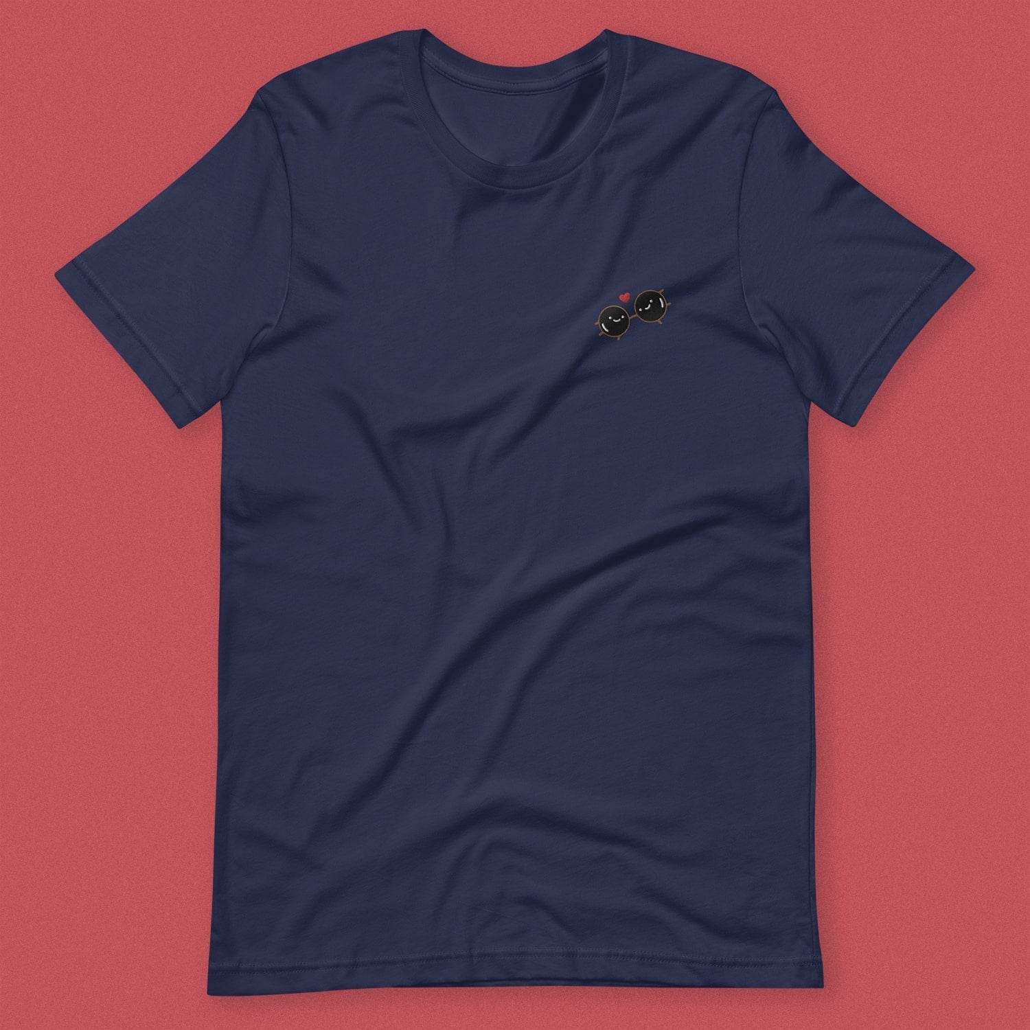 Boba Besteas Embroidered T-Shirt - Limited Valentine's Edition - Ni De Mama Chinese - Inspired Clothing | Navy Blue , XS