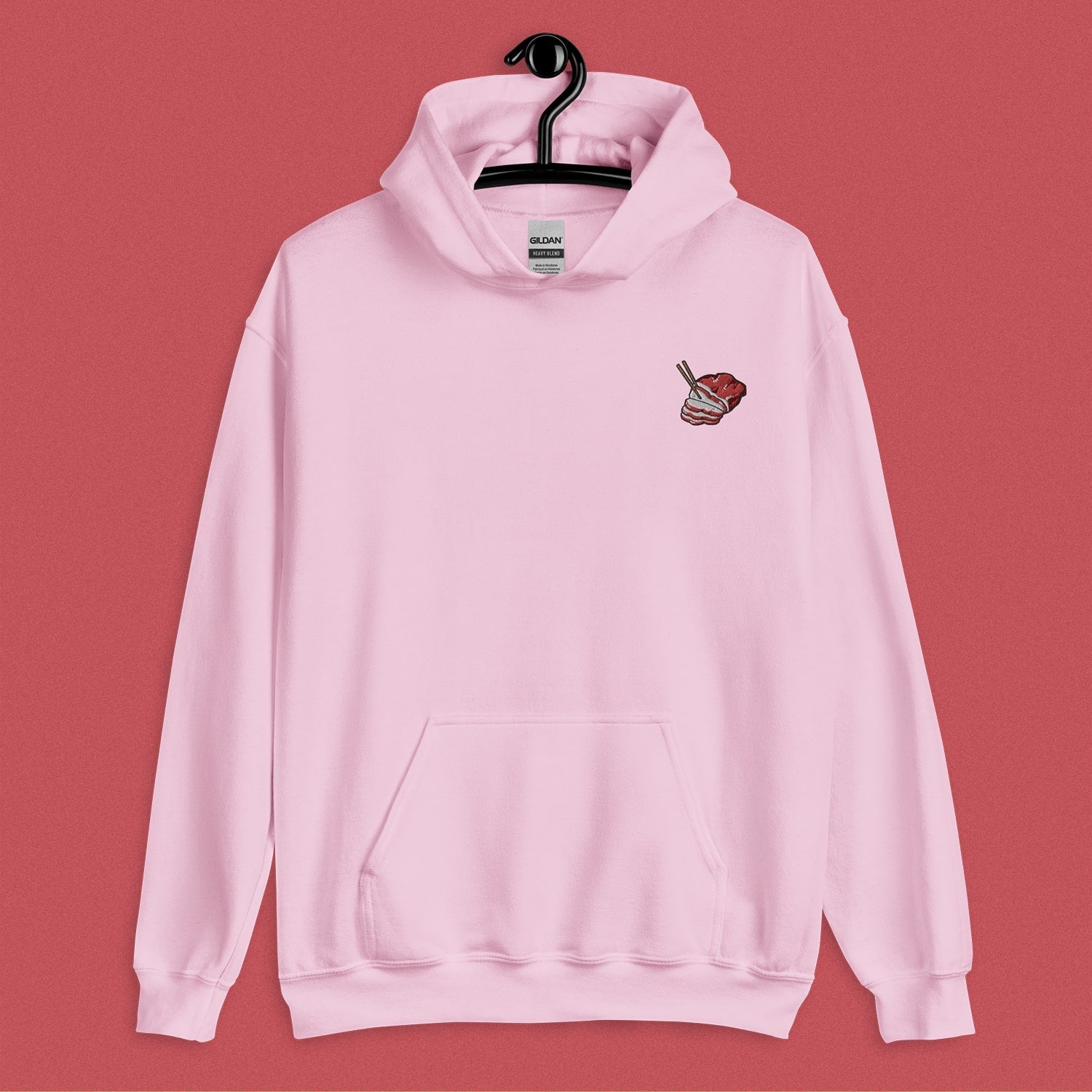 Char Siu Embroidered Hoodie - Ni De Mama Chinese - Inspired Clothing | Soft Pink , S