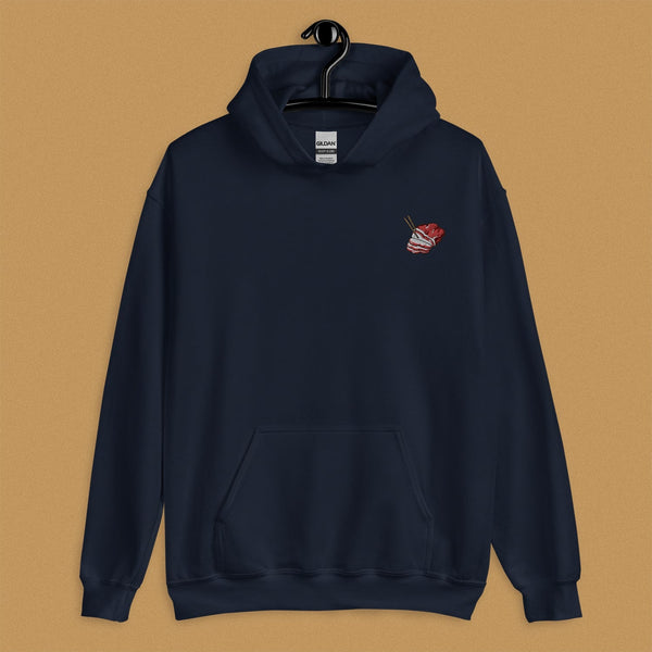 Char Siu Embroidered Hoodie - Ni De Mama Chinese - Inspired Clothing | Navy Blue , S