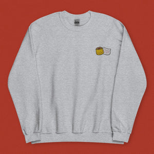 Dim Sum Embroidered Sweatshirt - Limited Valentine's Edition - Ni De Mama Chinese - Inspired Clothing | Heather Grey , S