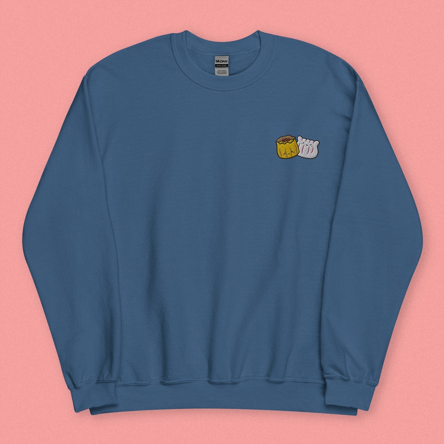 Dim Sum Embroidered Sweatshirt - Limited Valentine's Edition - Ni De Mama Chinese - Inspired Clothing | Steel Blue , S