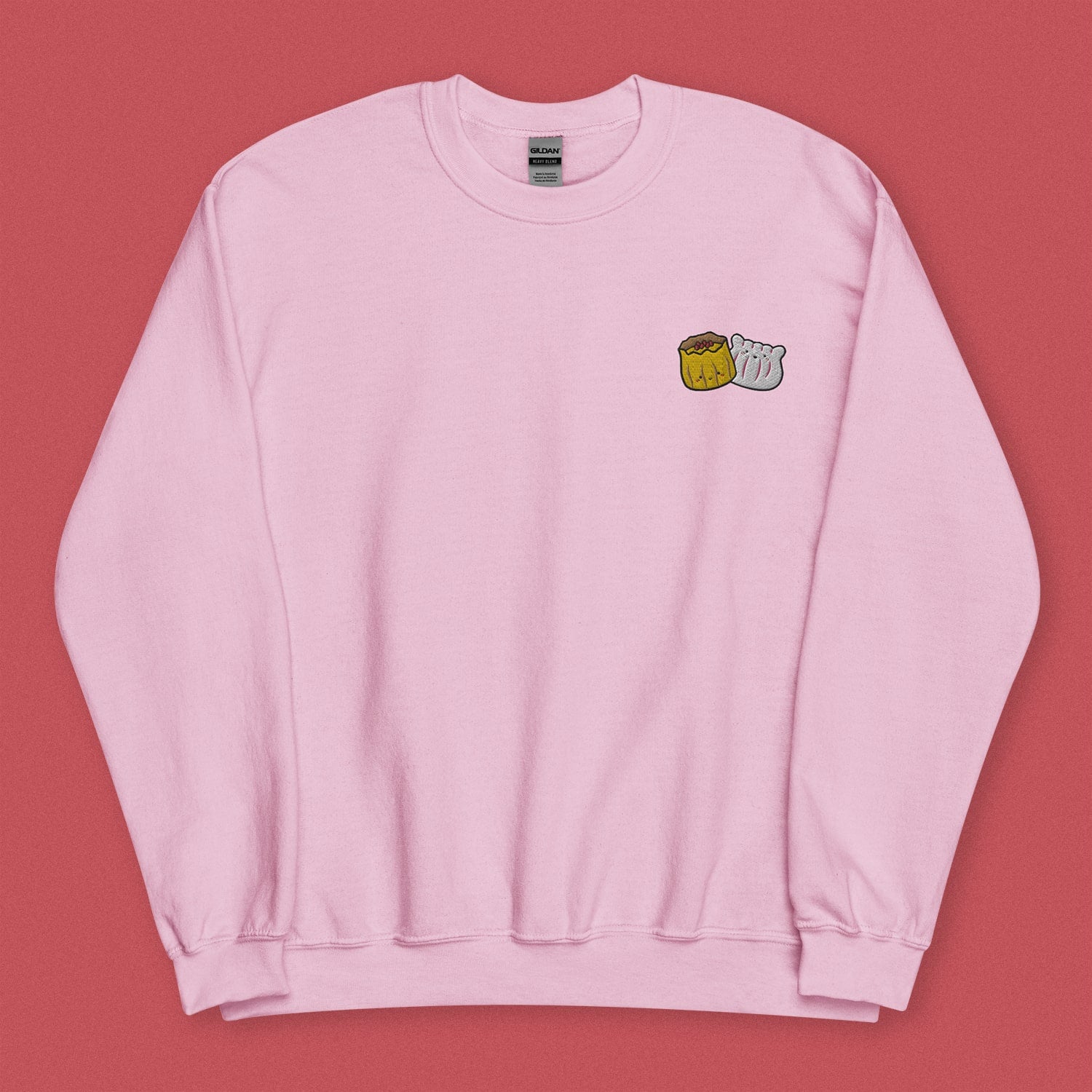 Dim Sum Embroidered Sweatshirt - Limited Valentine's Edition - Ni De Mama Chinese - Inspired Clothing | Soft Pink , S