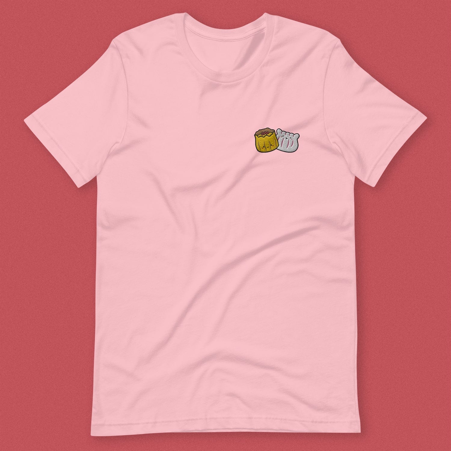 Dim Sum Embroidered T-Shirt - Limited Valentine's Edition - Ni De Mama Chinese - Inspired Clothing | Pink , S