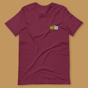 Dim Sum Embroidered T-Shirt - Limited Valentine's Edition - Ni De Mama Chinese - Inspired Clothing | Maroon , XS