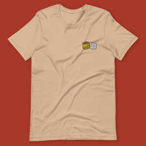 Dim Sum Embroidered T-Shirt - Limited Valentine's Edition - Ni De Mama Chinese - Inspired Clothing | Tan , XS