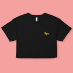 Load image into Gallery viewer, Fortune Cookie Embroidered Crop T-Shirt - Ni De Mama Chinese - Inspired Clothing | Black , XS
