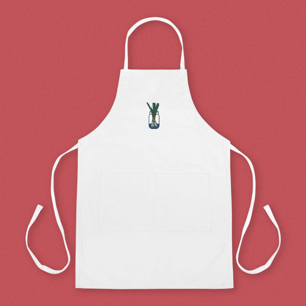 Green Onion Embroidered Apron - Ni De Mama Chinese Clothing