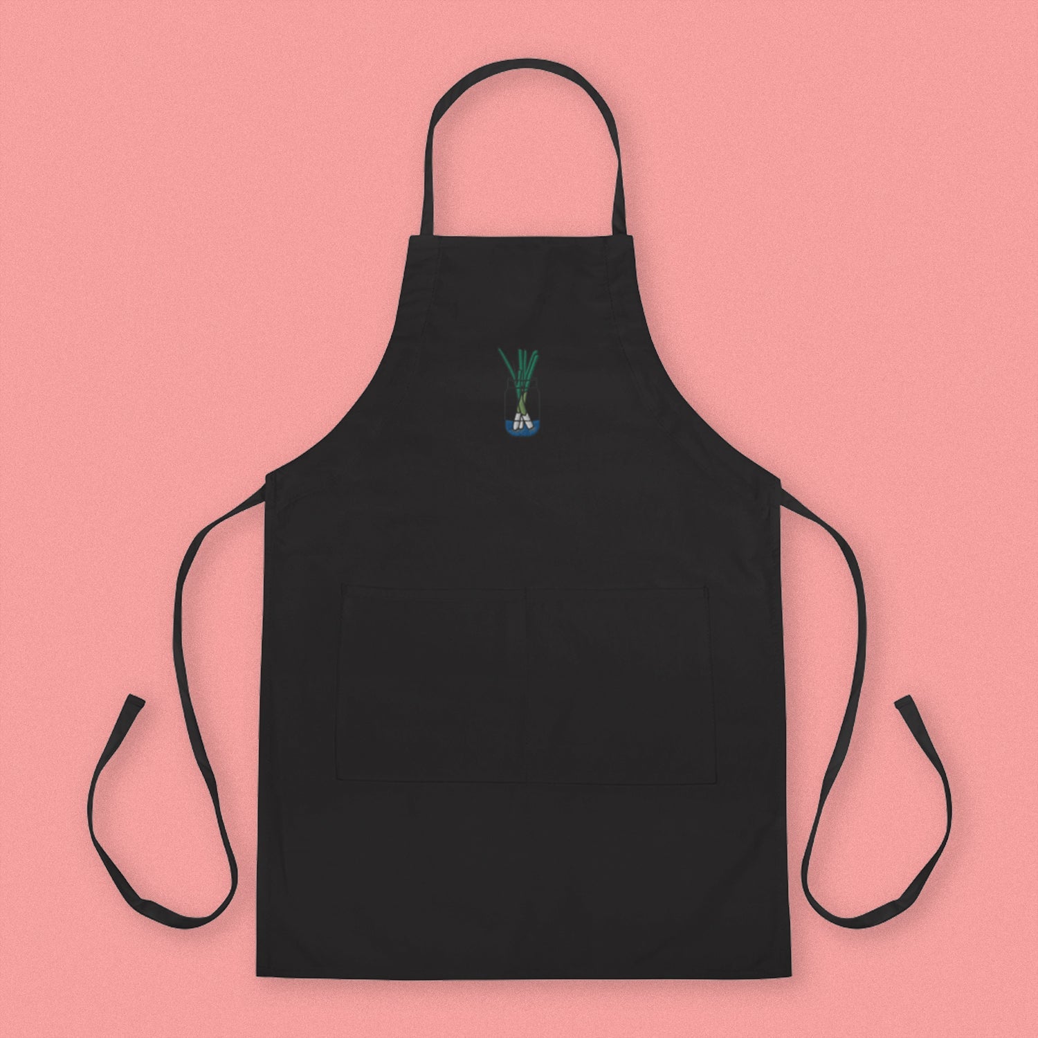 Green Onion Embroidered Apron - Ni De Mama Chinese Clothing