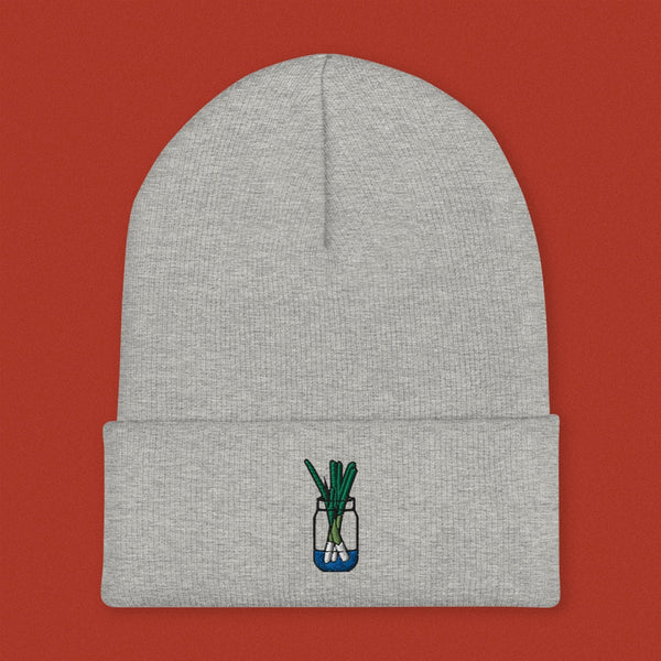 Green Onion Embroidered Beanie - Ni De Mama Chinese Clothing