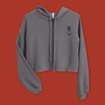 Load image into Gallery viewer, Green Onion Embroidered Crop Hoodie - Ni De Mama Chinese Clothing
