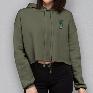 Green Onion Embroidered Crop Hoodie - Ni De Mama Chinese Clothing