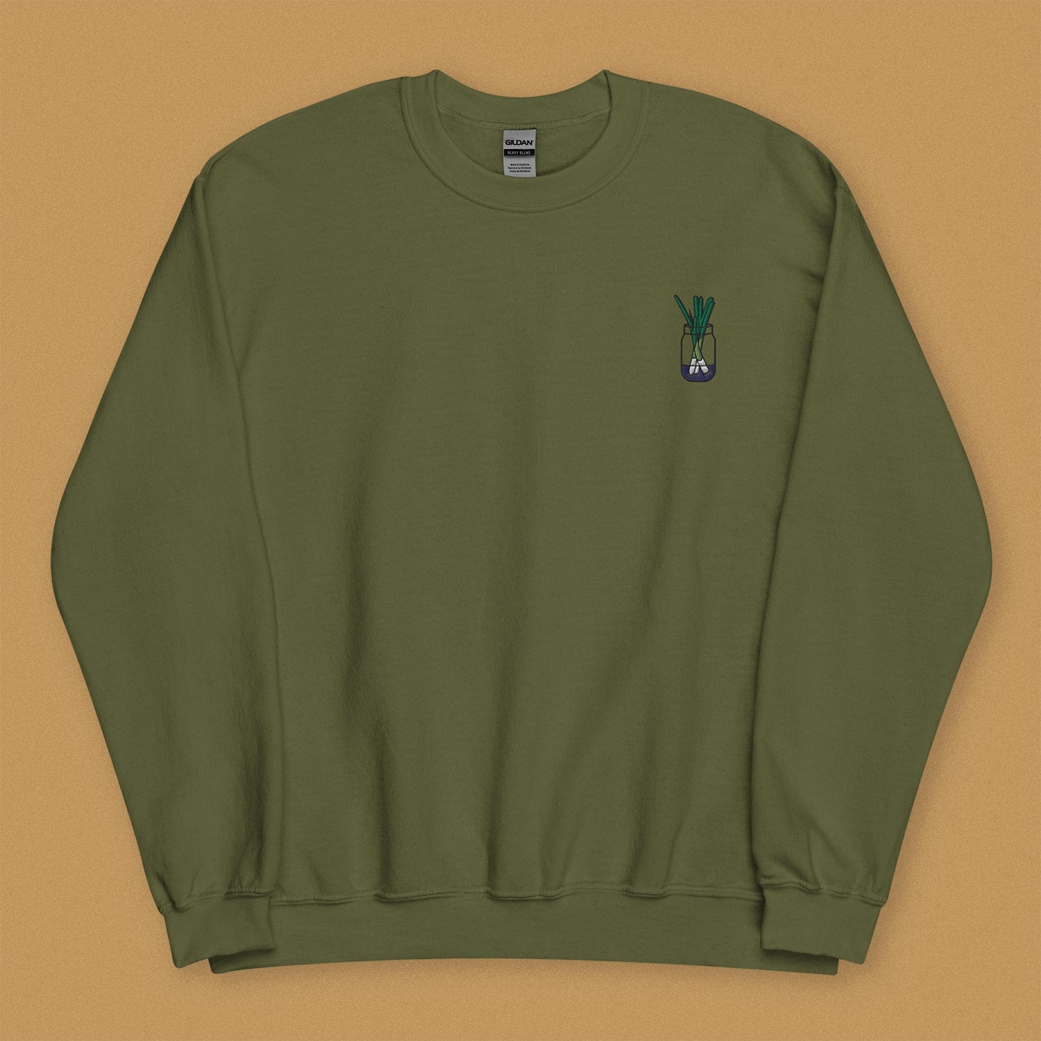 Green Onion Embroidered Sweatshirt - Ni De Mama Chinese Clothing