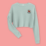 Load image into Gallery viewer, Ha Ha Ha (Shrimp) Embroidered Crop Sweatshirt - Ni De Mama Chinese Clothing
