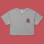 Load image into Gallery viewer, Ha Ha Ha (Shrimp) Embroidered Crop T-Shirt - Ni De Mama Chinese Clothing
