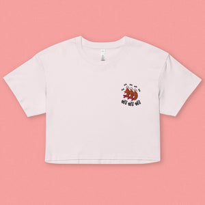 Ha Ha Ha (Shrimp) Embroidered Crop T-Shirt - Ni De Mama Chinese Clothing