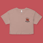 Load image into Gallery viewer, Ha Ha Ha (Shrimp) Embroidered Crop T-Shirt - Ni De Mama Chinese Clothing
