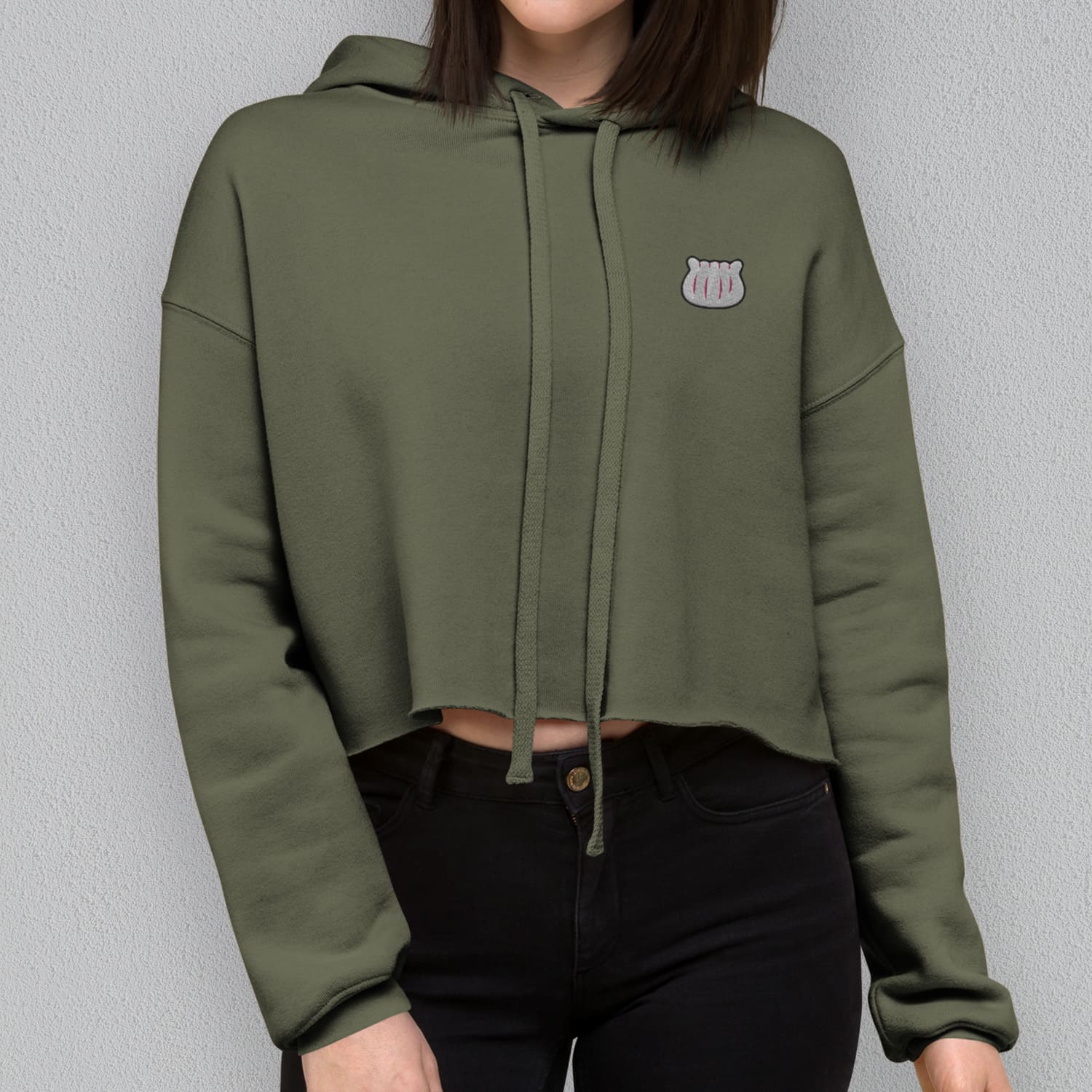 Har Gow Embroidered Crop Hoodie - Ni De Mama Chinese Clothing