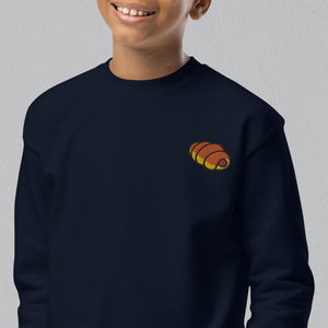 Hot Dog Bun Embroidered Kids Sweatshirt - Ni De Mama Chinese - Inspired Clothing | Royal Blue , XS